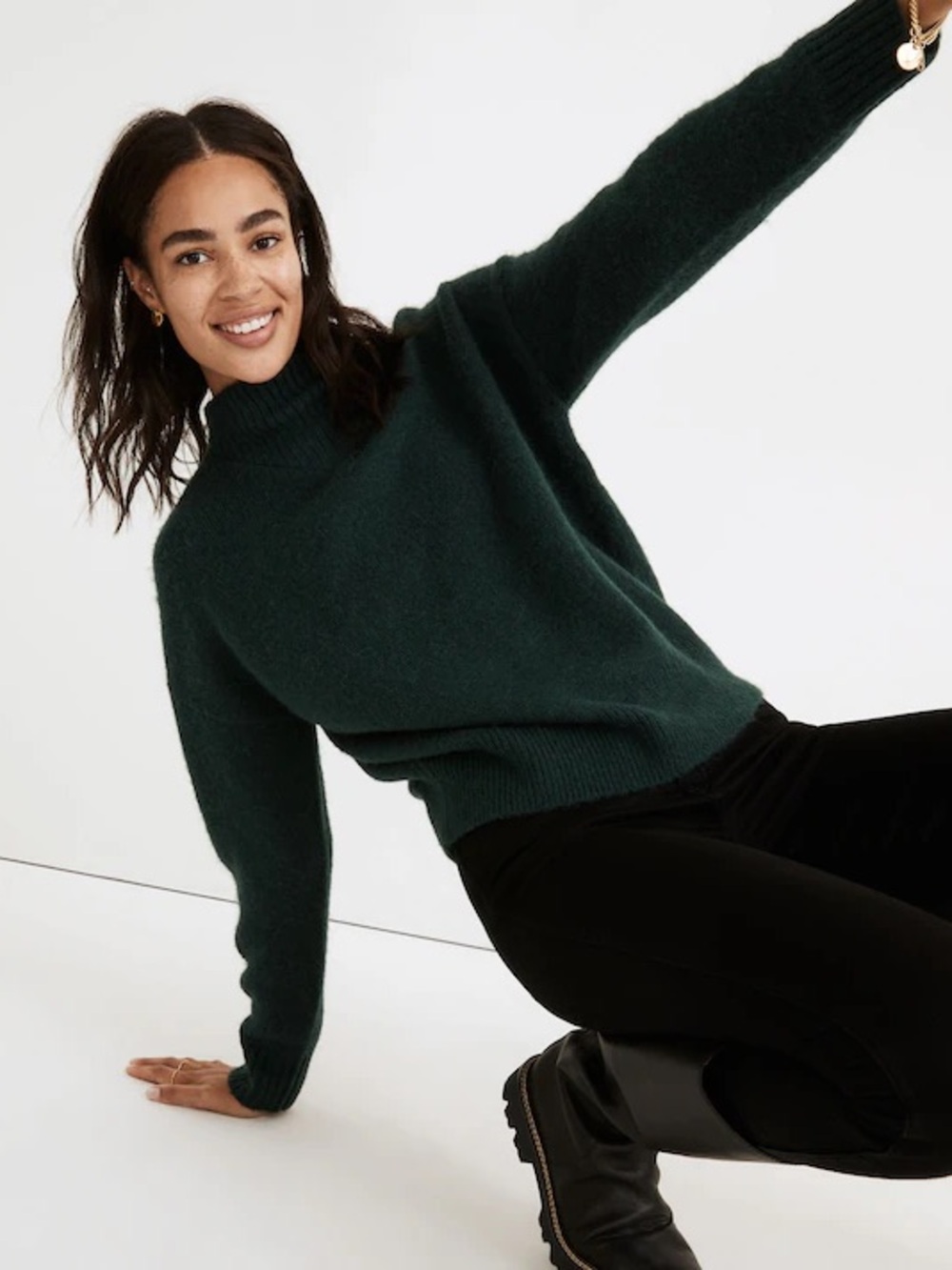 Dark Green Madewell Dillon Mock Neck Women's Sweater M